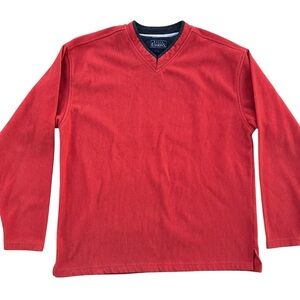 VTG Basic Editions V Neck Pullover Sweater Lined Orange Men’s Sz S